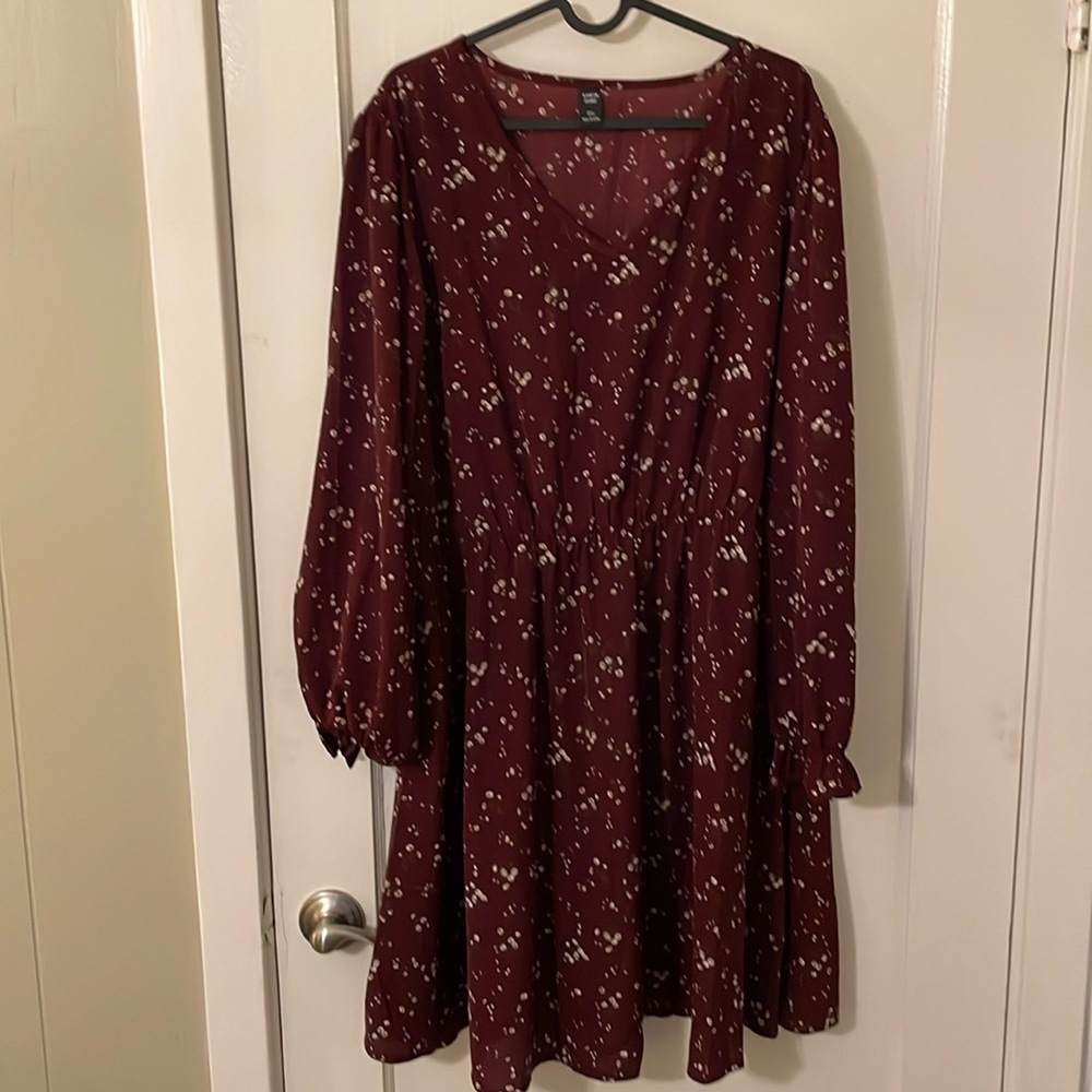 Knee length maroon floral dress